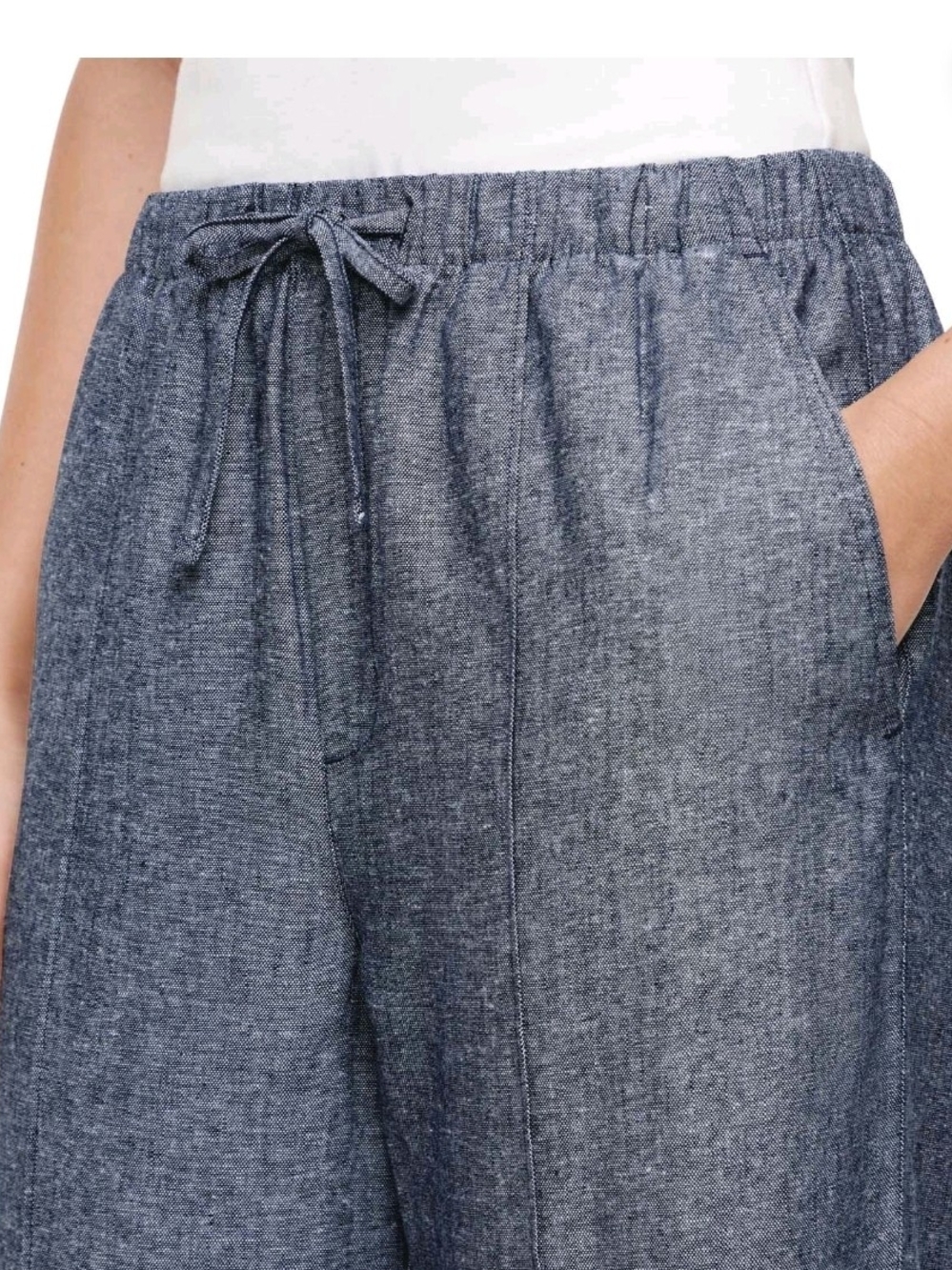 GAP Wide-Leg Linen-Blend Pants in Denim Blue